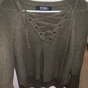Olive green cropped sweater
